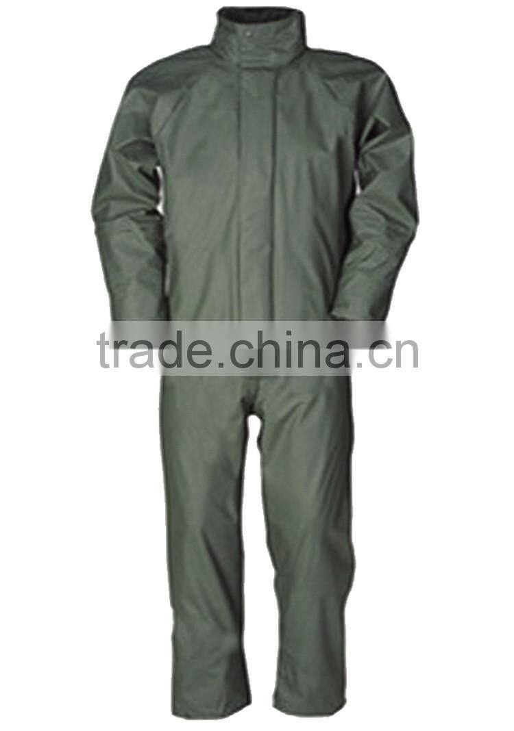 PU mens waterproof workwear suit rain wear coverall with EN343 nomex coverall
