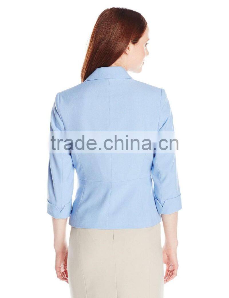 Women's Petite One Button Linen lapel Look Jacket/Blazer