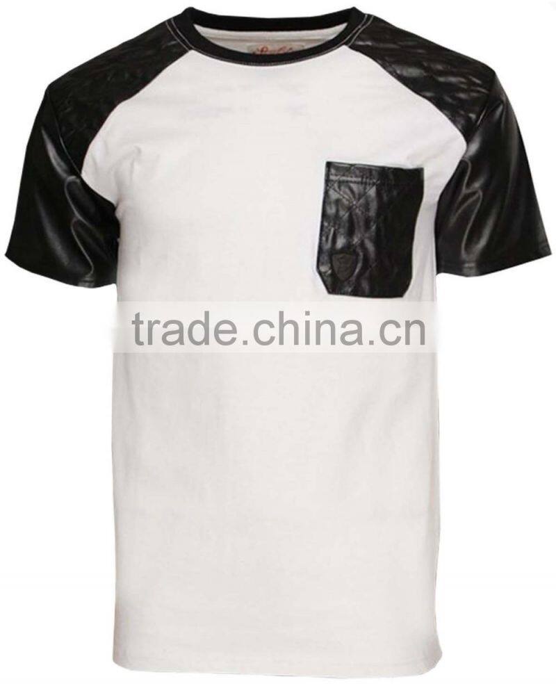 Guangzhou Shandao Men 180g 95% Cotton 5% Spandex Summer With Pocket O-Neck Short Leather Sleeve Tshirt