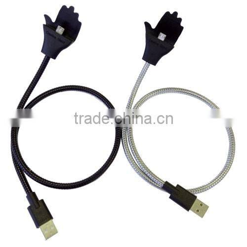 Creative Gift Palm Type Flexible Tube Metal Lazy Mobile Phone Bracket Charging Data Cable