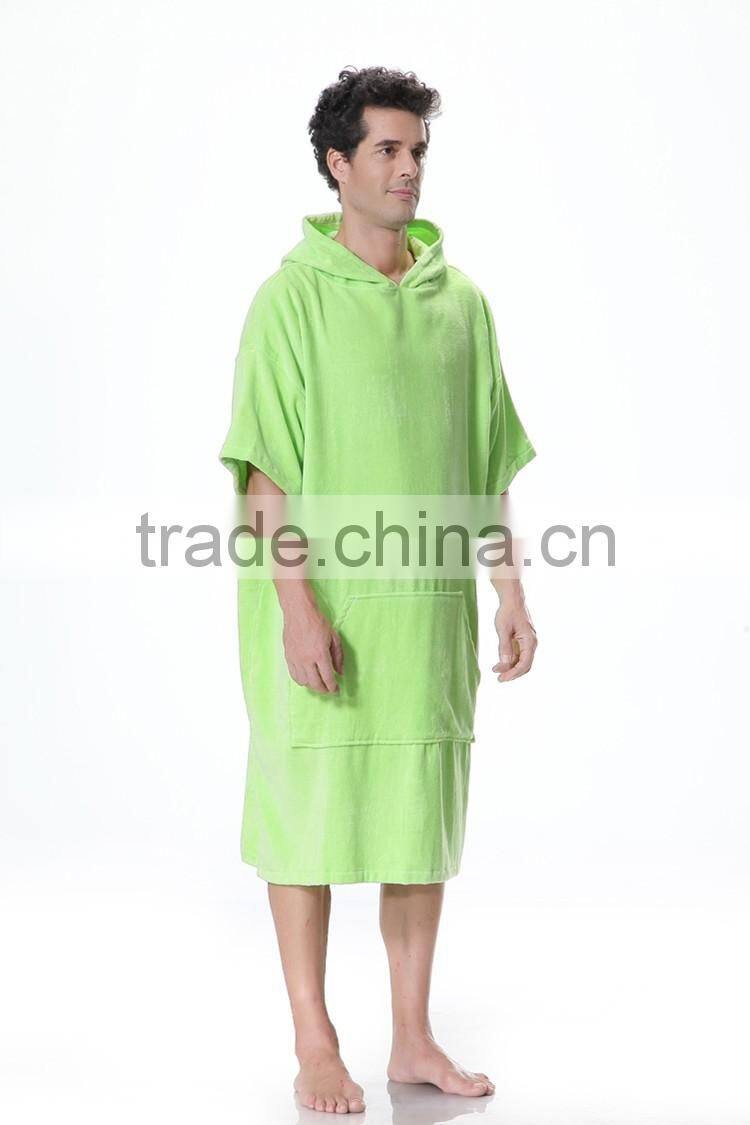 Wholesale unisex cotton terry green poncho