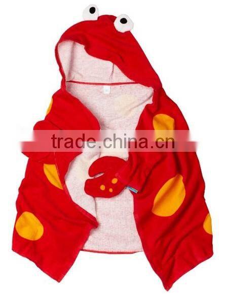 baby bath towel,cotton, 1 side terry, 1 side velour, with hoody ,reactive all over print