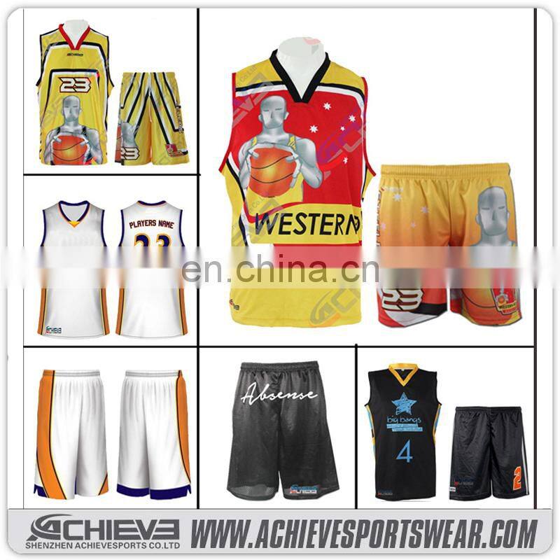 2017 Wholesale Customized basketball uniform team basketball jerseys sublimation reversible basketball kits