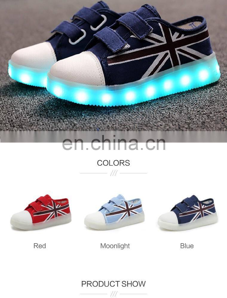 Latest design USB charge Children kids boys and girls light up canvas shoes LED shoes