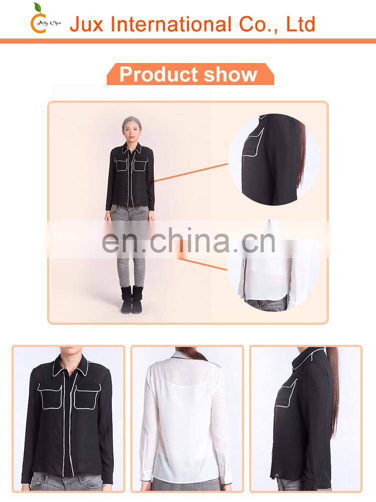 Excellent workmanship latest different types of ladies white long sleeve chiffon tops