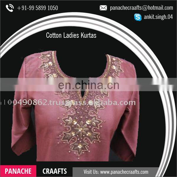 White Embroidered Neck Design Long Kurtis