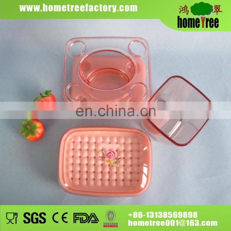 Transparent Red Plastic Rectangle 3pcs Bathroom Sanitary Set China