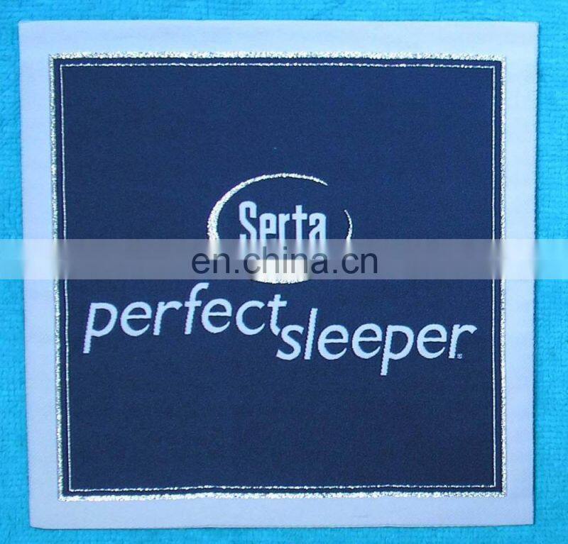 Custom embroidery woven printing satin label for mattress