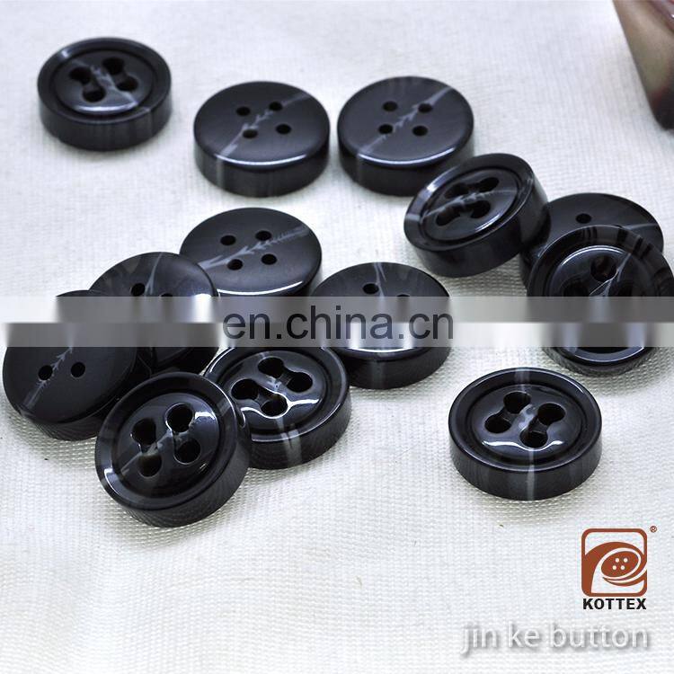 Chinese Stock Button, 4 Holes Brown/Black Rod Color Horn Resin Polyester Coat Button Has Big- Small Eyes, For Shirt, Coat