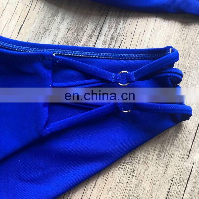 2019 Sexy String Bikini Set Halter Swimsuit Backless Bathing Suit Women Solid Bikini Brazilian Biquini Push Up Swimwear 5 colors