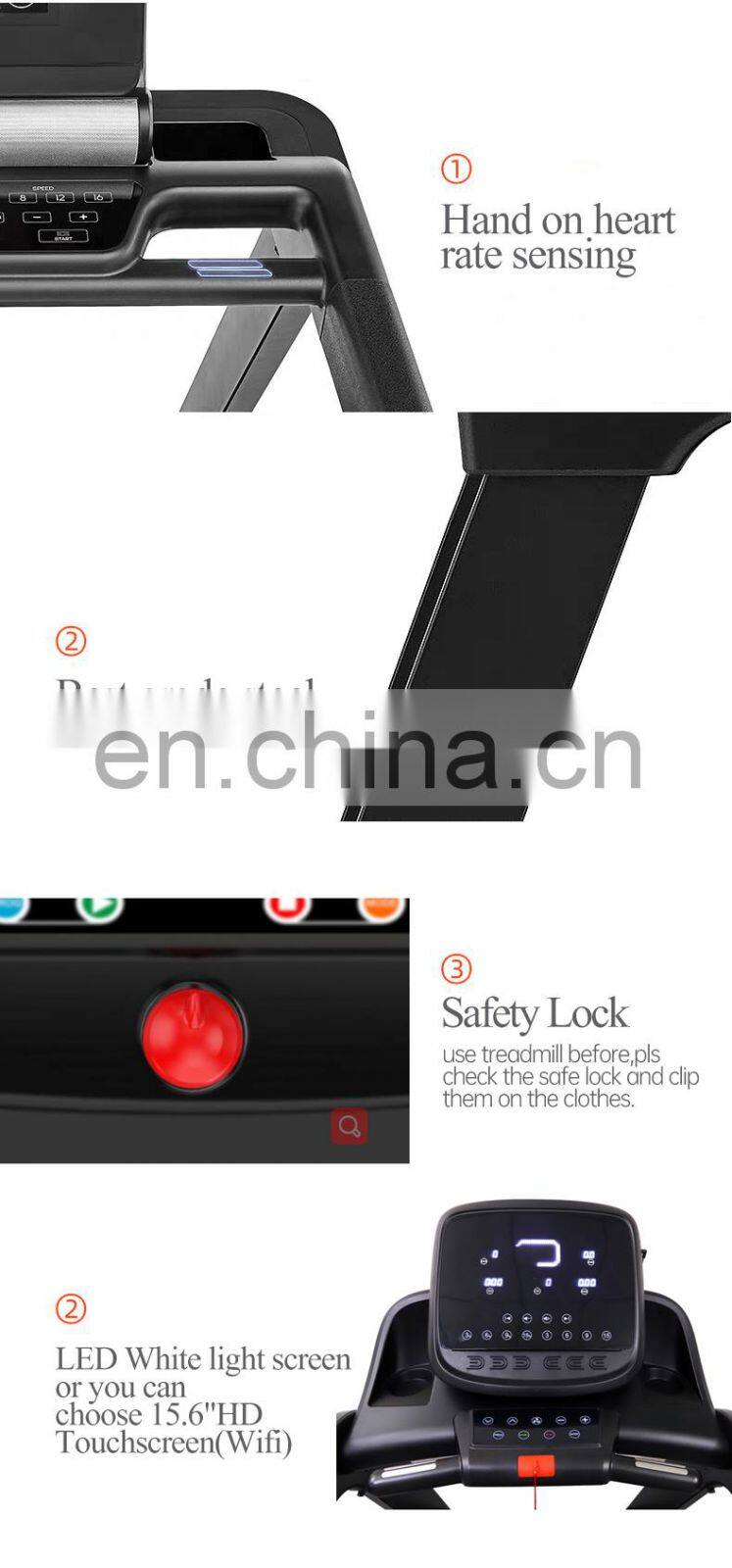 Manufacturer wholesales AC motor gym running machine life fitness treadmills best commercial treadmill with tv