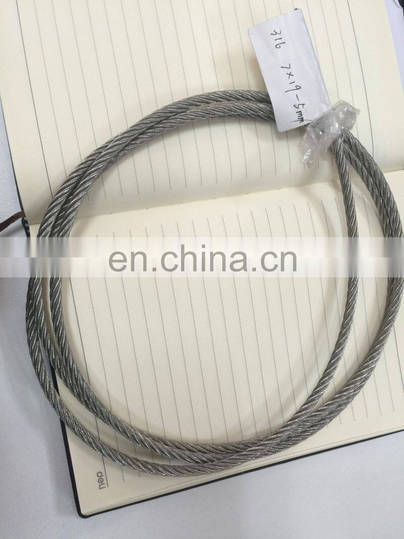 AISI316 7x19 stainless steel wire rope 10mm