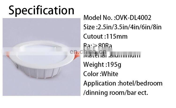 2.5'' 3.5'' 4'' LED downlight anti-fog 3W 5W 18W slim 115 cutout led light for cloth shop