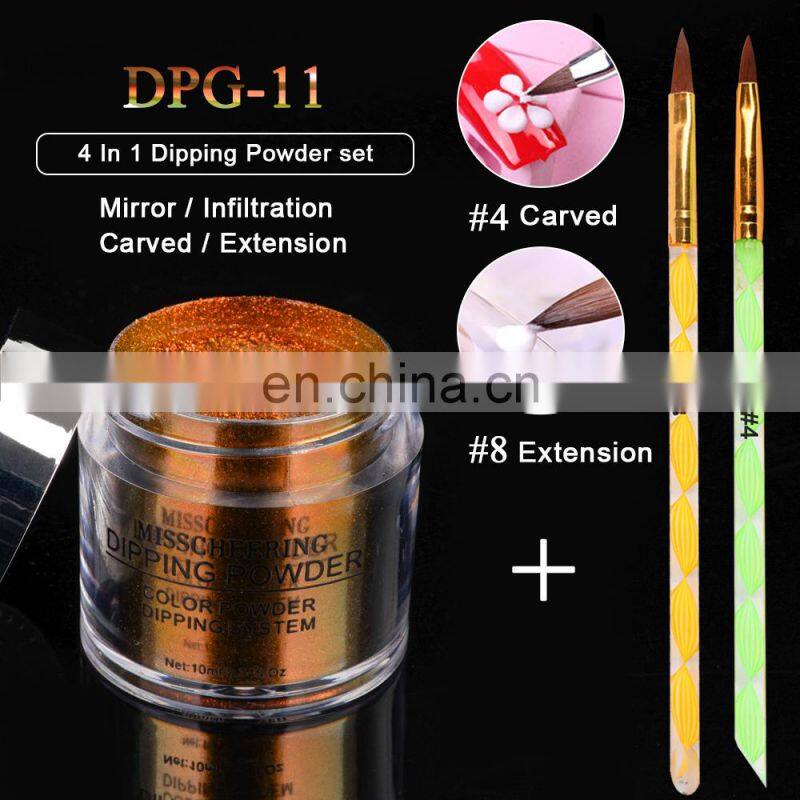 2019 new arrival holographic 10g glitter acrylic powder nail polish dipping powder with 12 colors