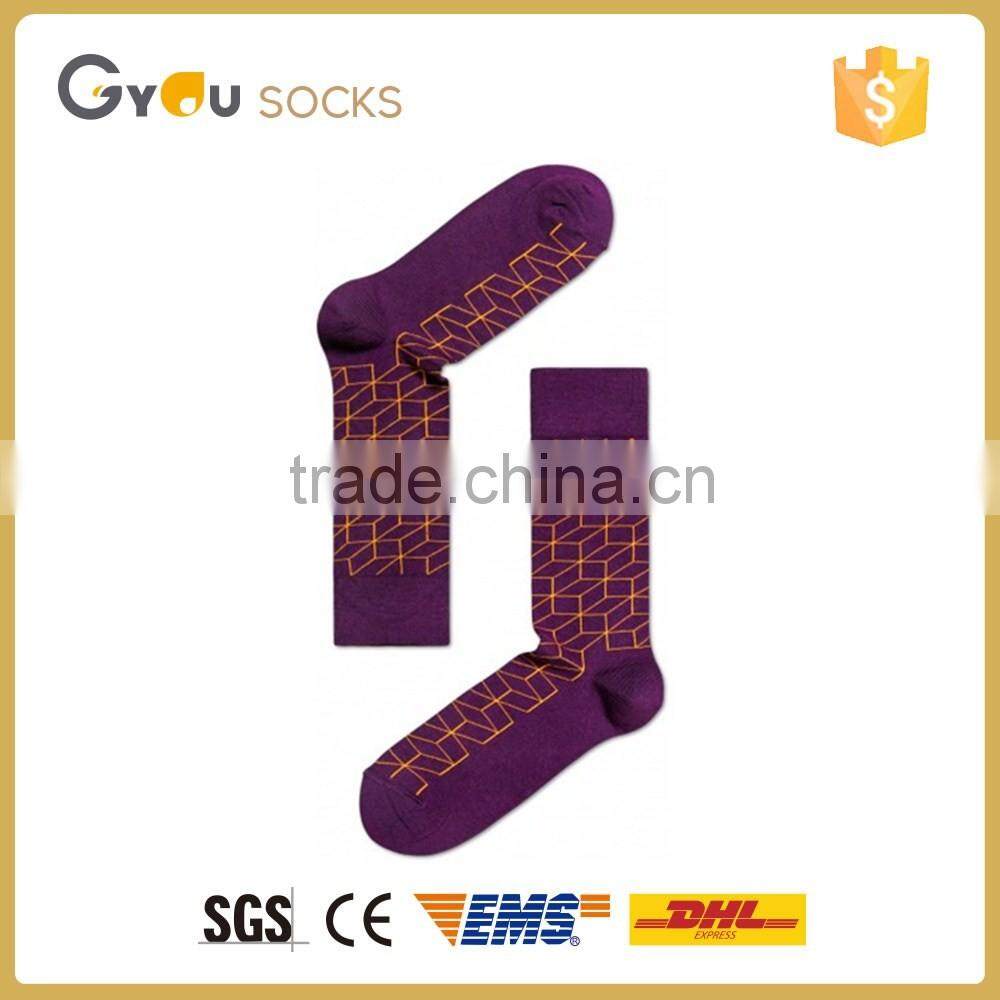 Fashion happy custom design mid-calf happy mens dress socks
