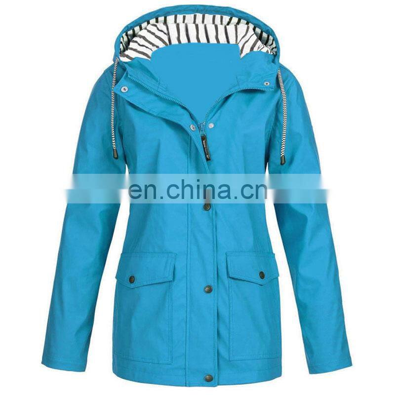 Custom-made women's outdoor waterproof hooded raincoat plus large jacket windbreaker