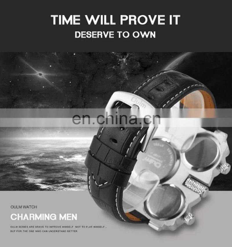 Oulm 1167 Creative Mens Watches Top Brand Luxury Military Quartz Watch Unique 3 Small Dials Leather Strap Male Wristwatch