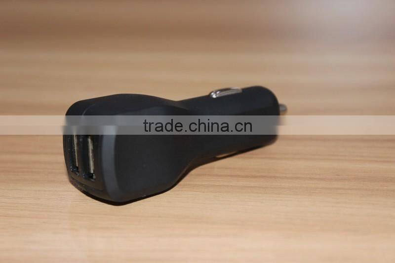3.1Amp 3100mA output dual 2nd USB vehicle auto car charger with black painting rubberized finished