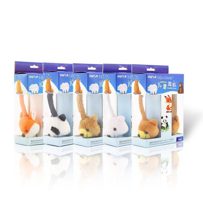 Factory price wired stereo cartoon plush children panda headband headphone