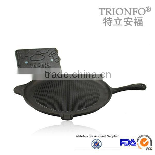 TRIONFO thread interior bottom pre-seasoned cast iron griddle plate