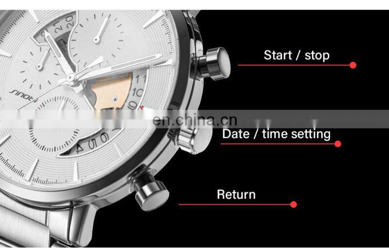 SINOBI Mens Style Watches S9829G Creative Men Watch Luminous with Date Window Chronograph Timepiece Clock Watch