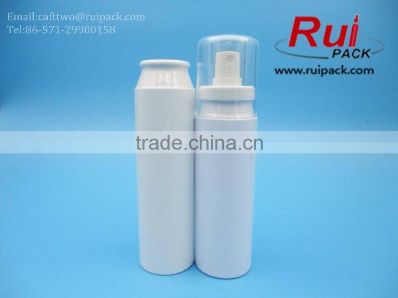 40/50/60/65/100/120/150/200ml round plastic PET bottle with 1 inch snap-on/crimp-on very mist sprayer perfume pump