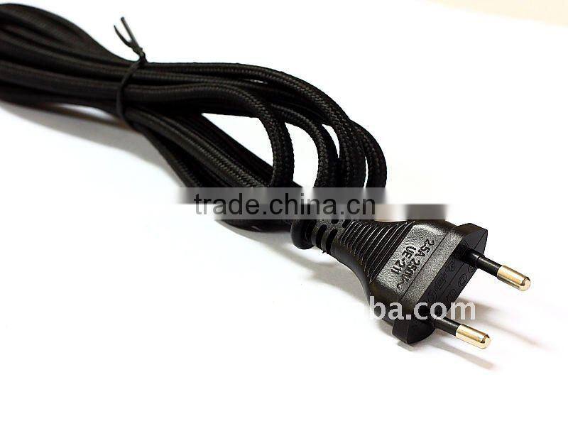 Europe standard electrical plug with textile power cord