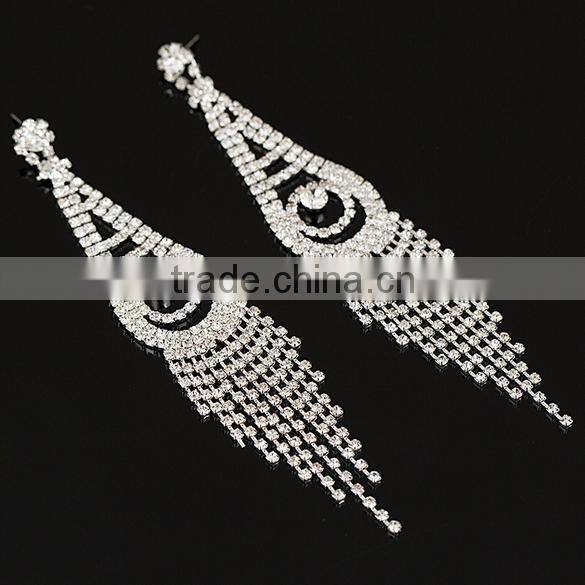 Wholesale fashion Rhinestone Bridal Earrings With tassels Stud Earring