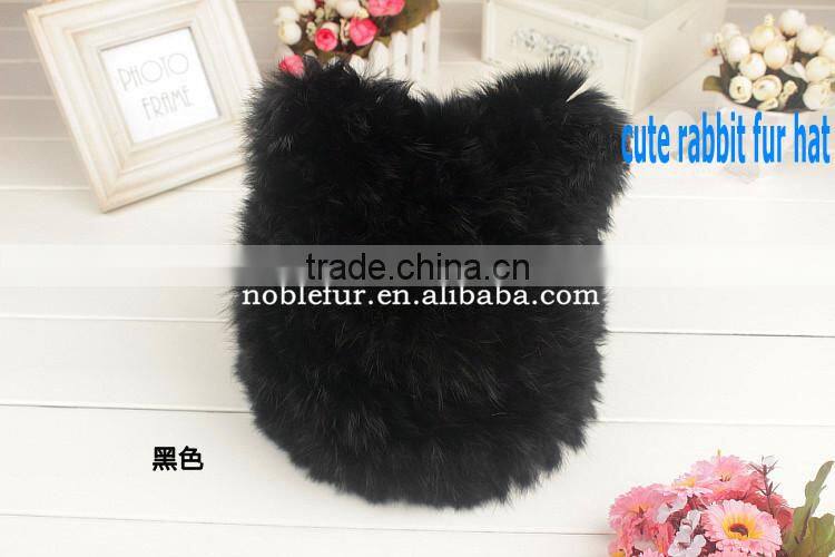 lovely Korean style rabbit fur winter beanie animal ear hatcute fluffy headwear
