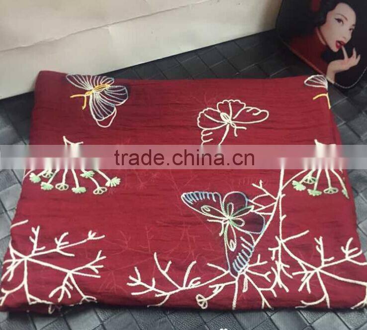 New Fall Spring Fashion Viscose Butterfly Embroidery Scarf