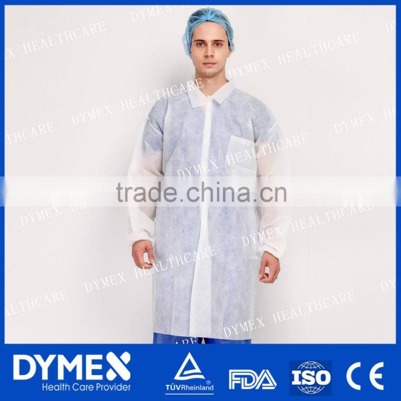 Disposable Nonwoven Fabric Knit Collar Lab Coats
