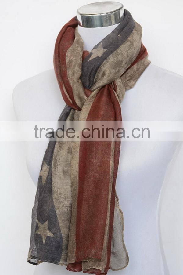 VINTAGE Team USA Boho American Flag Knit Scarf, Infinity Loop Circle Scarf, Cotton Lightweight Patriots' Day Gift