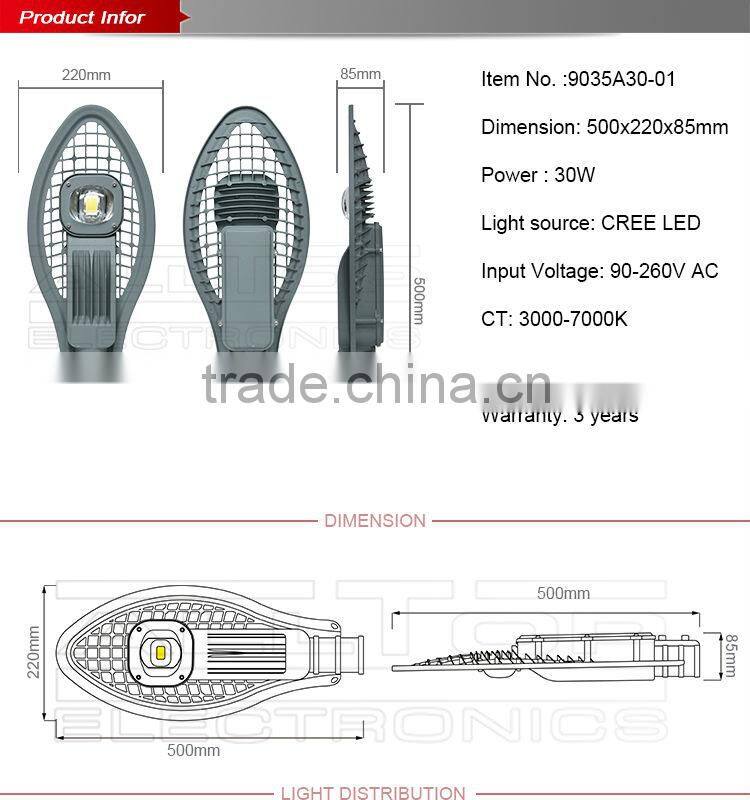 IP67 waterproof bridgelux cob 30W highway street led light