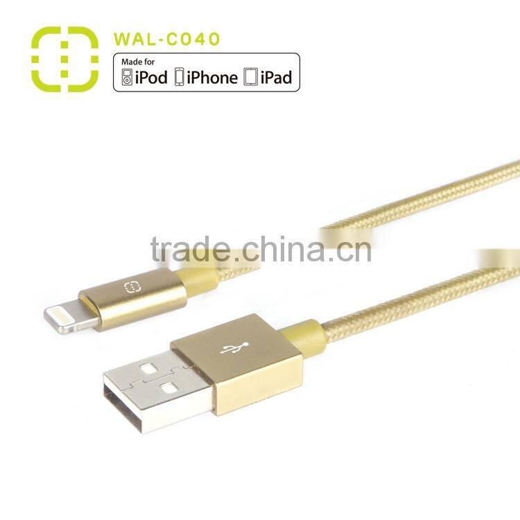 walnut gold plated mfi usb cable with alu housing