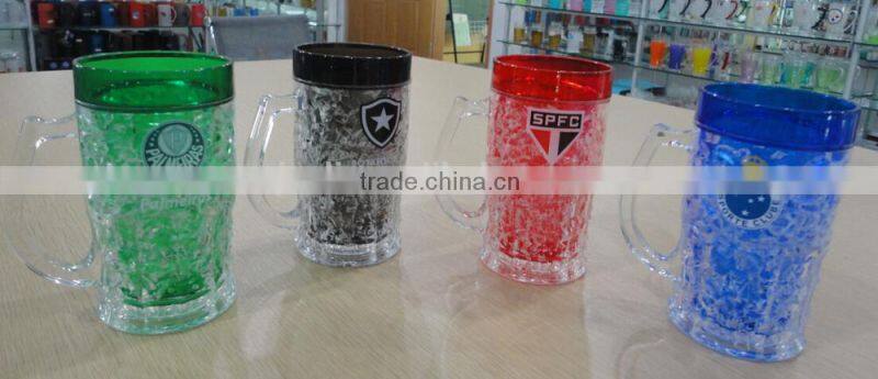FDA BPA free promotion beer frosty mugs with gel,freezer mug,double wall mug