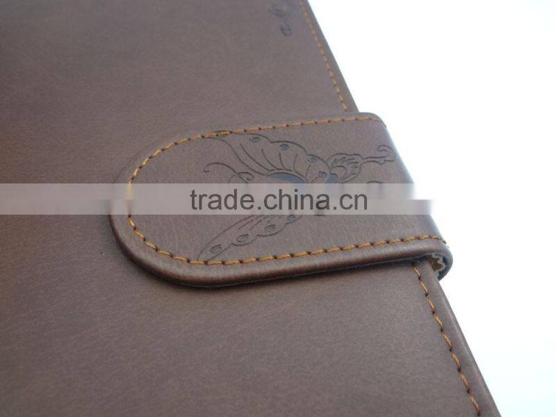 embossed logo dark brown a4 leather diary with magnetic closure
