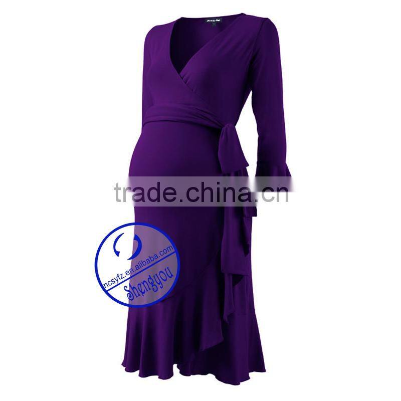 Organic Cotton Spandex Maternity Dress Short Sleeve Dress for Mami