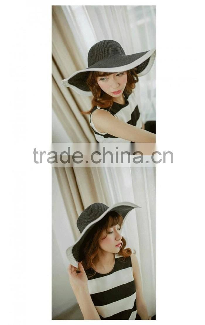 Straw panama fashion wide brim hat fashion floppy ladies dress hats wholesale