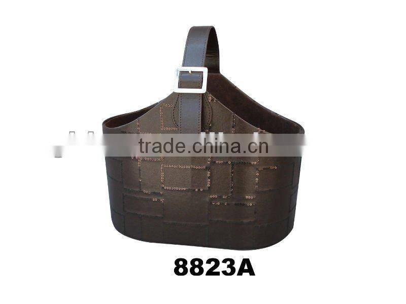 PU storage basket with beadwork outside