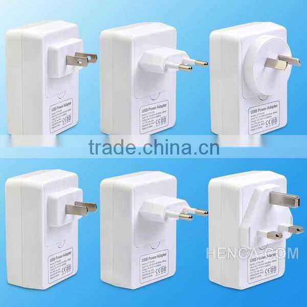 HOT,whole set ! 5V 4.8A ,4 usb power mobile changeable plug travel charger travel charger set