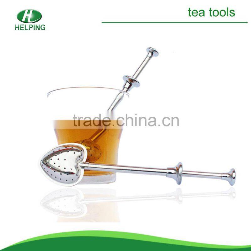 Heart-shaped telescopic handle stainless steel tea strainer