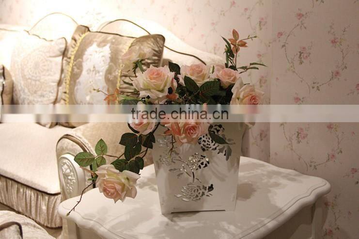 Decorative cheap laser cut DIY flower pot with elegant flower pattern
