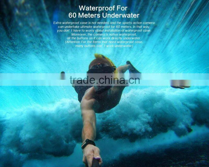 SOOCOO S60 WIFI Underwater Action Sports Cameras 2.4G Remote Control 170 Degree Wide-angle Lens(1*USB Cable 1*Camera Box)