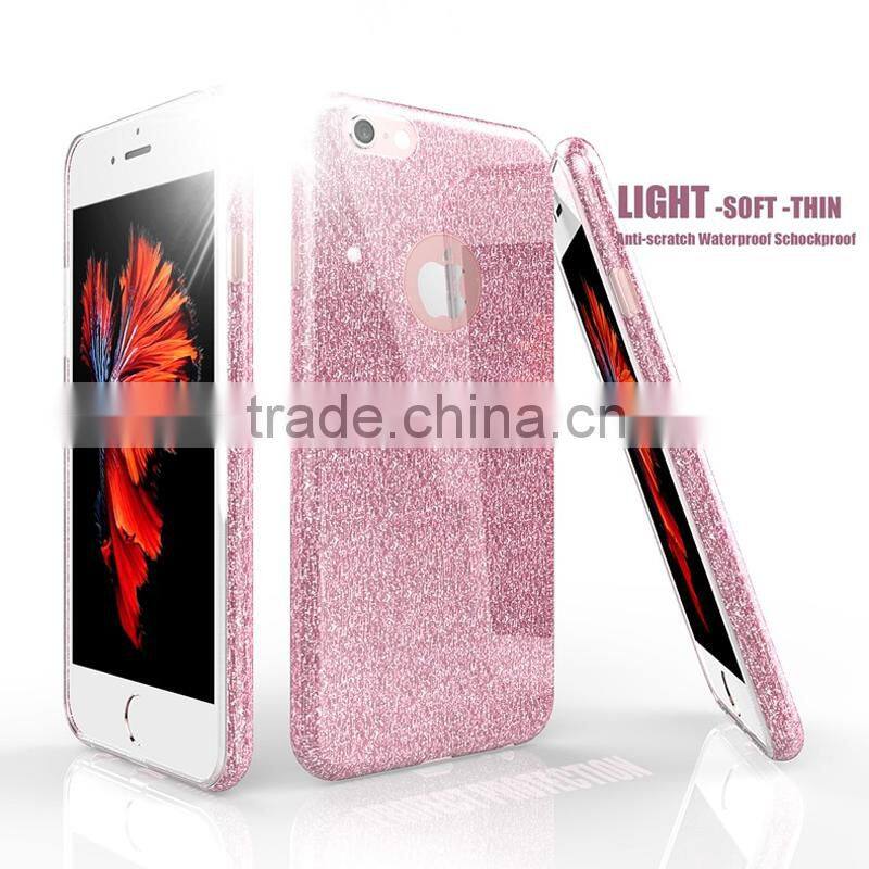 Three layer shinely diamond phone case for Apple phone 5 5s 6 6s plus for Samsung S4 mini