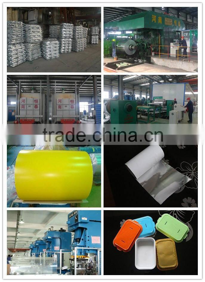 White red green blue gold color coated aluminum foil material for airline foil container
