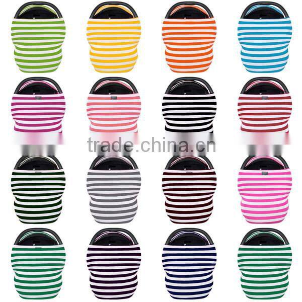 2016 Cuddle Soft Dark Green Stripe Design Car Seat Carrier Cover Canopy