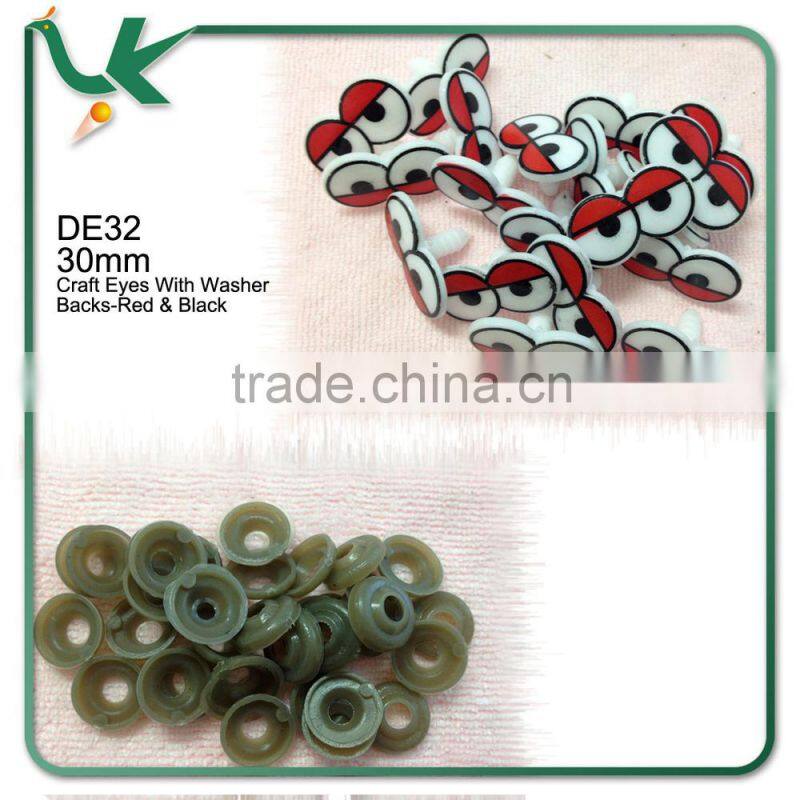 30mm Craft Eyes Toy eye Red Sleepy Doll Eyes With Washer Backs