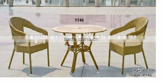 aluminum furniture for garden simple leisure rattan wicker outdoor round table chairs set YPS028