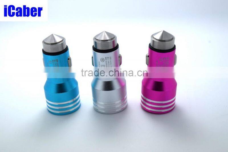 Best Safety Hammer Dual USB Car Charger High Quality Car Charger for mobile phone