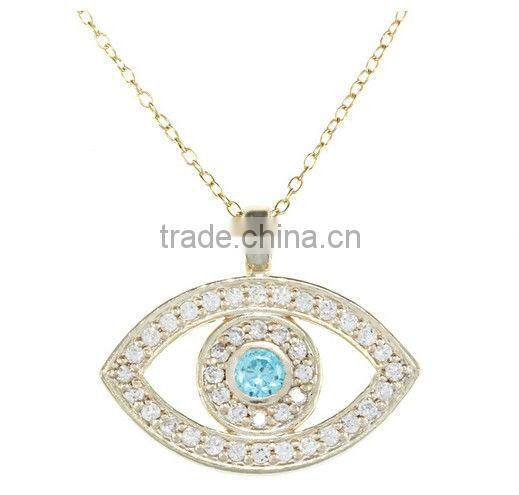 Fanshion Blue Cubic Zirconia Evil Eye Necklace Vners